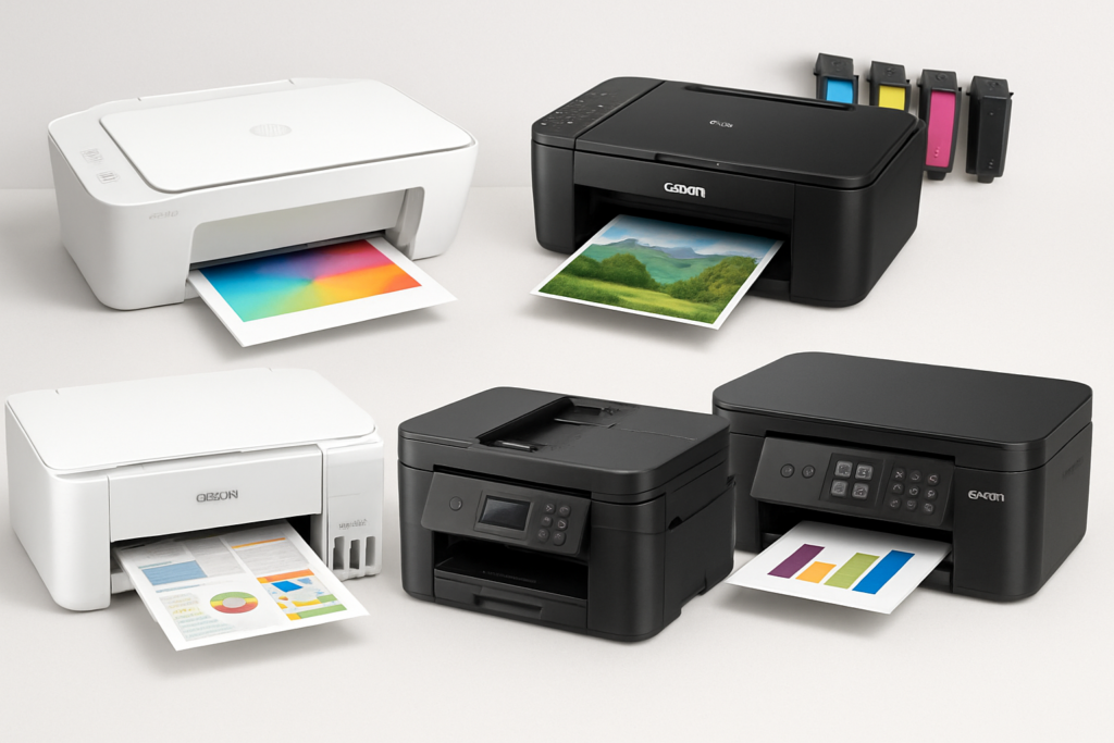 Las impresoras domésticas más vendidas en 2026: análisis completo de los modelos más populares. Habla de estos cinco modelos que dominan las ventas en España: HP DeskJet 2820e, Canon PIXMA TS3752i, Epson EcoTank ET-1810, Brother DCP-J1050DW y Epson Expression Home XP-2200. Para cada una explica sus ventajas e inconvenientes, para qué tipo de usuario es ideal (familias, estudiantes, teletrabajadores, uso ocasional vs frecuente), y qué tipo de cartucho usa (inyección de tinta estándar o sistema de depósito recargable). Menciona que todas tienen cartuchos compatibles disponibles con garantía de 2 años en prink.gustavosoto.es. No incluyas precios. Enfoque práctico y orientado a ayudar al usuario a elegir la impresora que mejor se adapta a sus necesidades.
